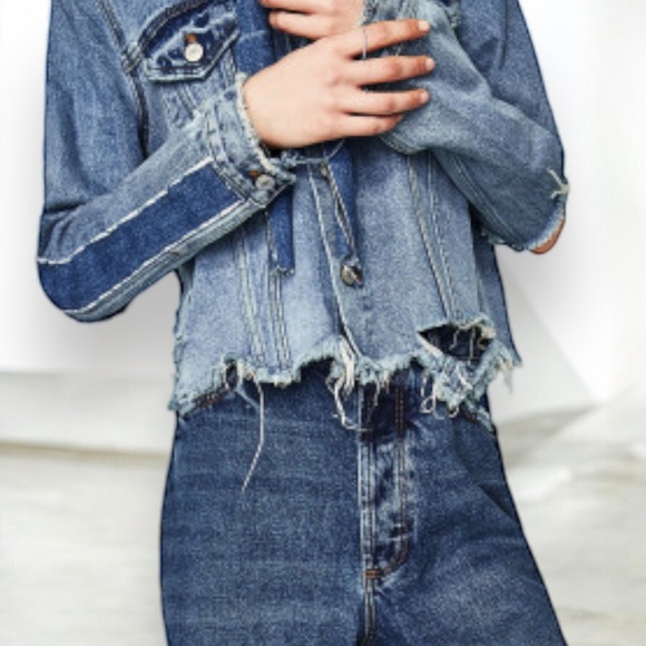 Twelve by Ontwelfth Distressed Denim Jacket with Bow - Picture 6 of 16